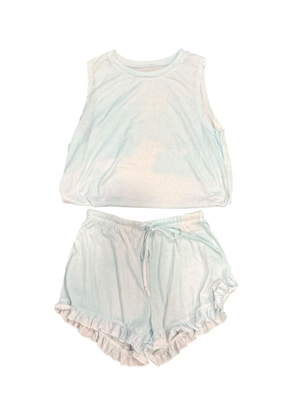 Unbranded Tie Dye Ruffle Pajama Set Blue White Lounge Sleep set Size Small